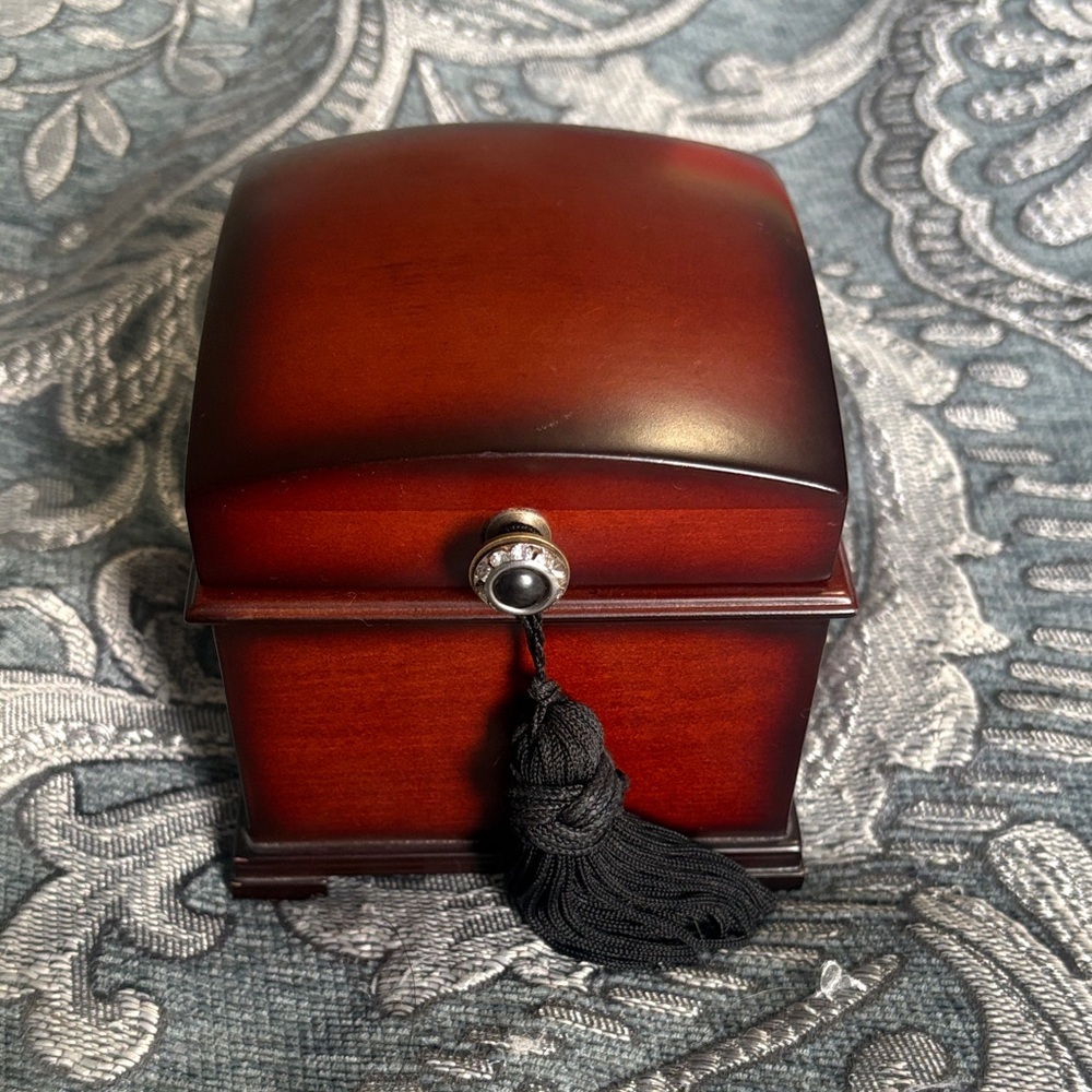 Bombay Cherry Wood Trinket Box with Black Tassel